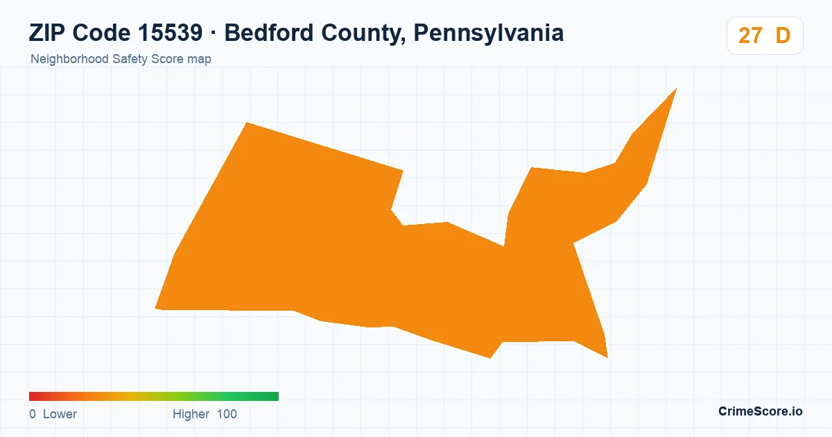 ZIP Code 15539 in Bedford County, Pennsylvania neighborhood Safety Score map