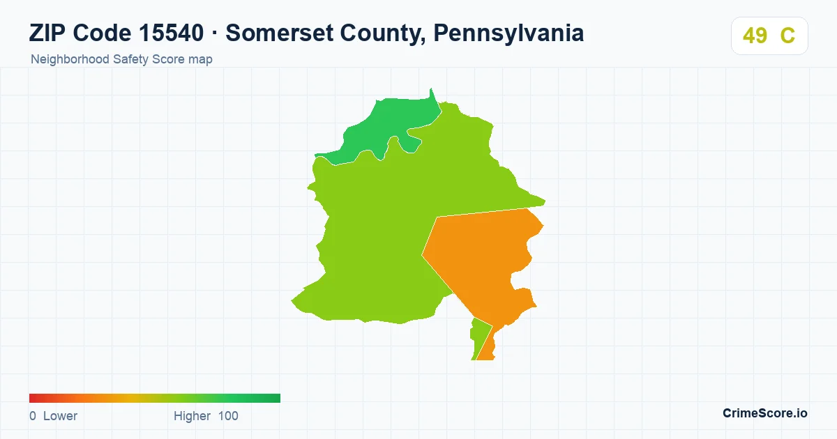 ZIP Code 15540 in Somerset County, Pennsylvania neighborhood Safety Score map
