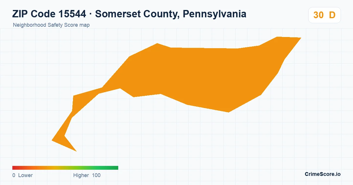 ZIP Code 15544 in Somerset County, Pennsylvania neighborhood Safety Score map