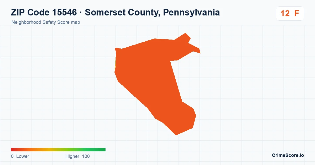 ZIP Code 15546 in Somerset County, Pennsylvania neighborhood Safety Score map
