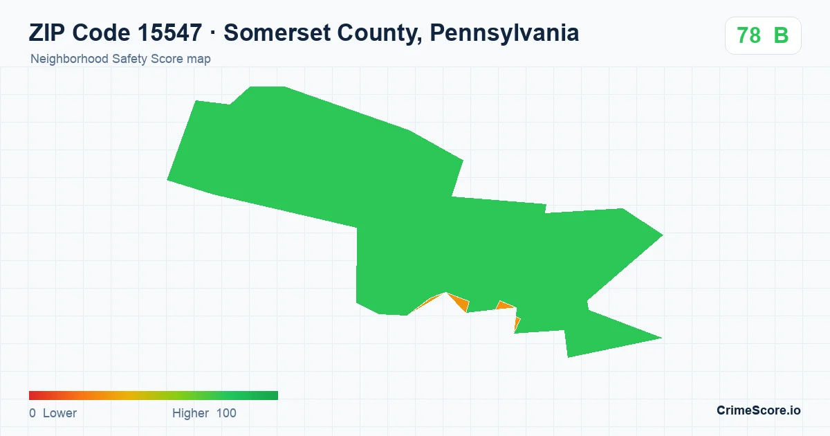 ZIP Code 15547 in Somerset County, Pennsylvania neighborhood Safety Score map