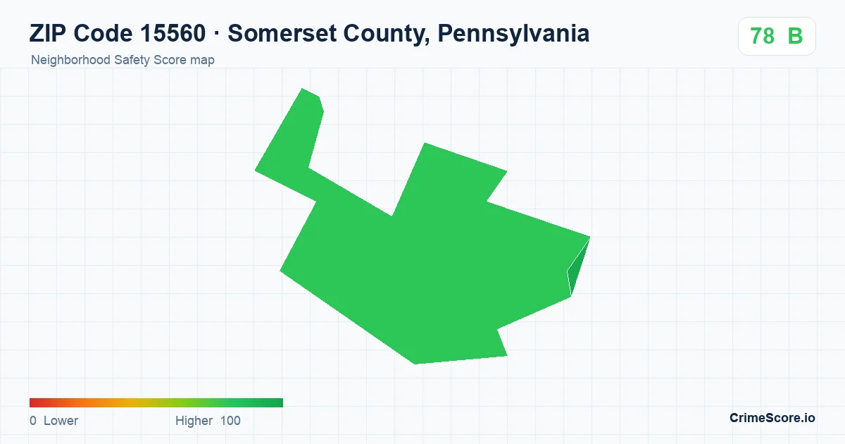ZIP Code 15560 in Somerset County, Pennsylvania neighborhood Safety Score map