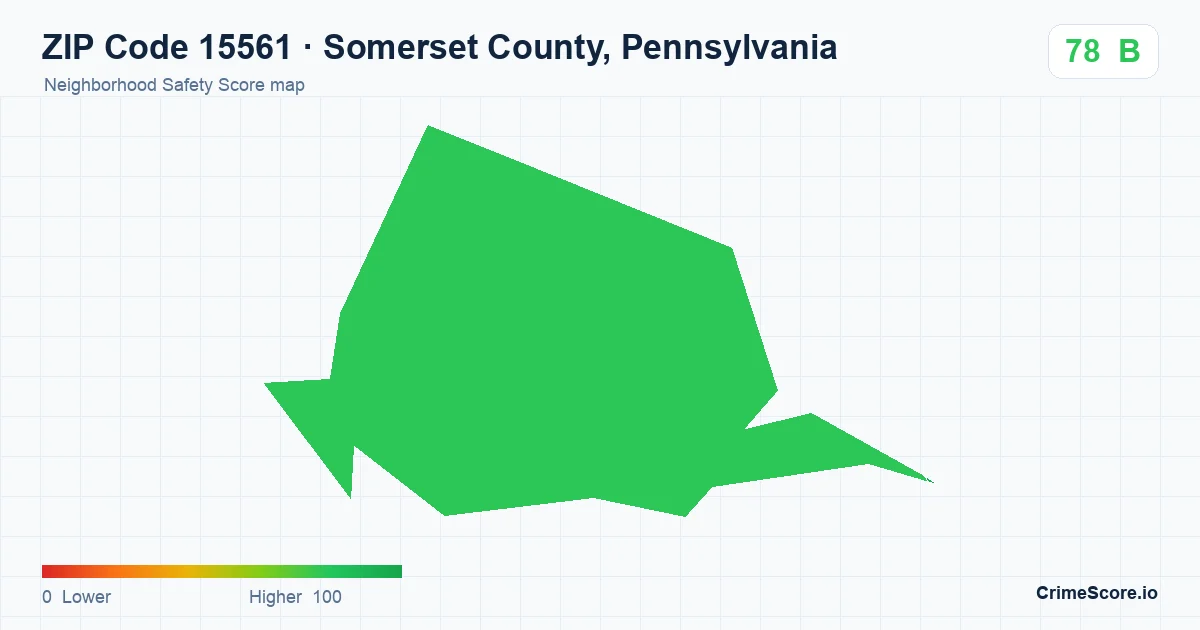 ZIP Code 15561 in Somerset County, Pennsylvania neighborhood Safety Score map