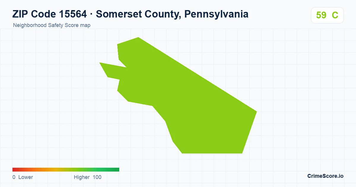 ZIP Code 15564 in Somerset County, Pennsylvania neighborhood Safety Score map