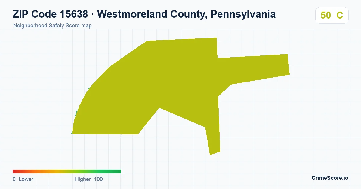 ZIP Code 15638 in Westmoreland County, Pennsylvania neighborhood Safety Score map