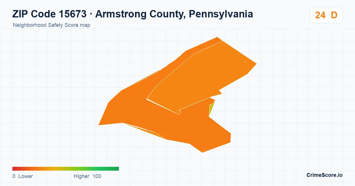 ZIP Code 15673 in Armstrong County, Pennsylvania neighborhood Safety Score map