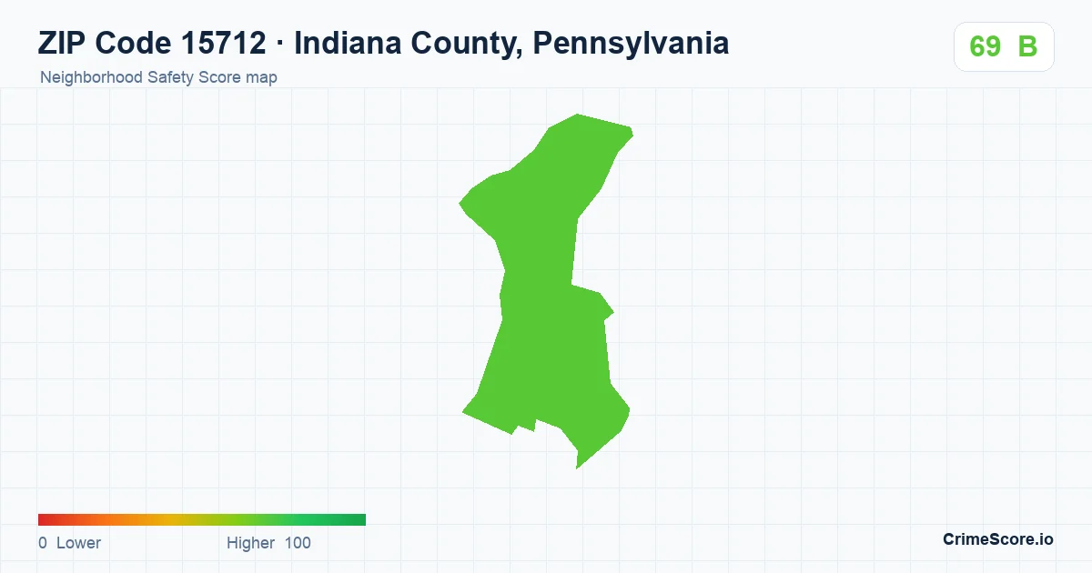 ZIP Code 15712 in Indiana County, Pennsylvania neighborhood Safety Score map