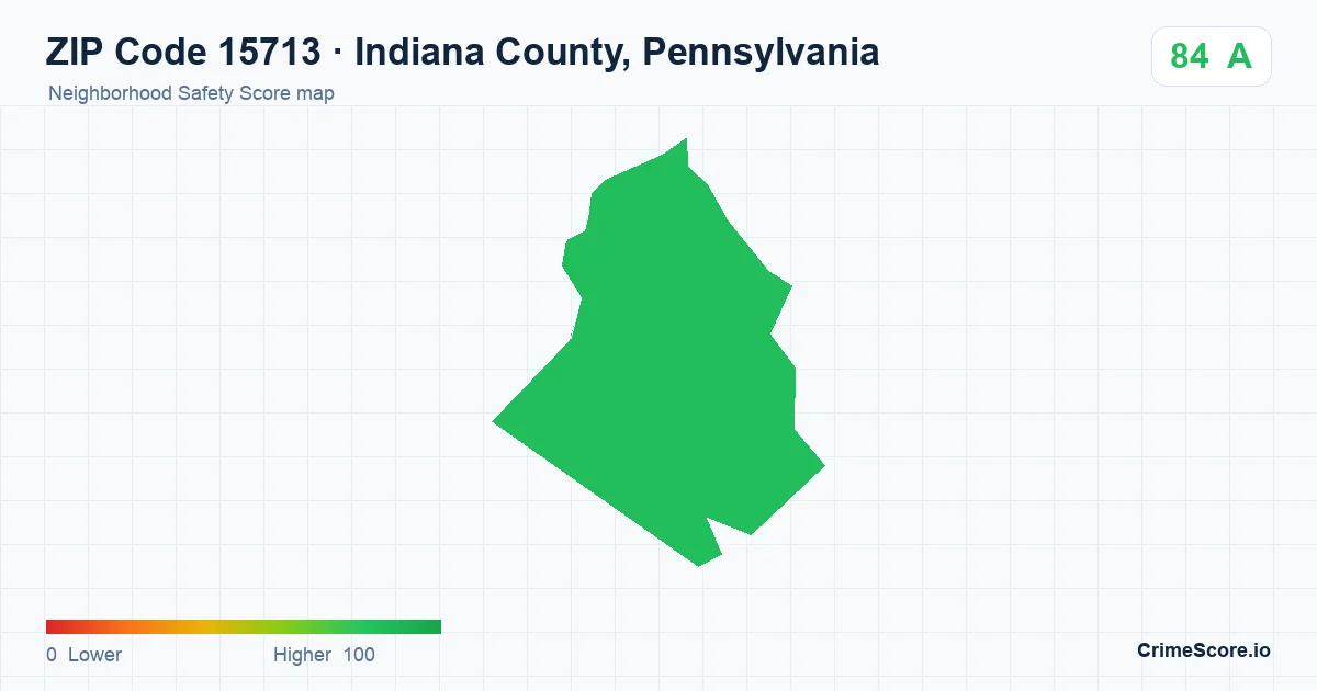 ZIP Code 15713 in Indiana County, Pennsylvania neighborhood Safety Score map
