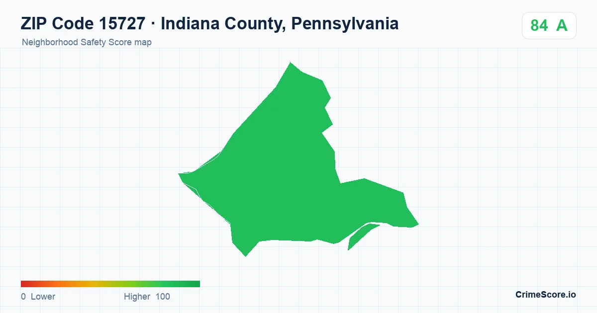 ZIP Code 15727 in Indiana County, Pennsylvania neighborhood Safety Score map