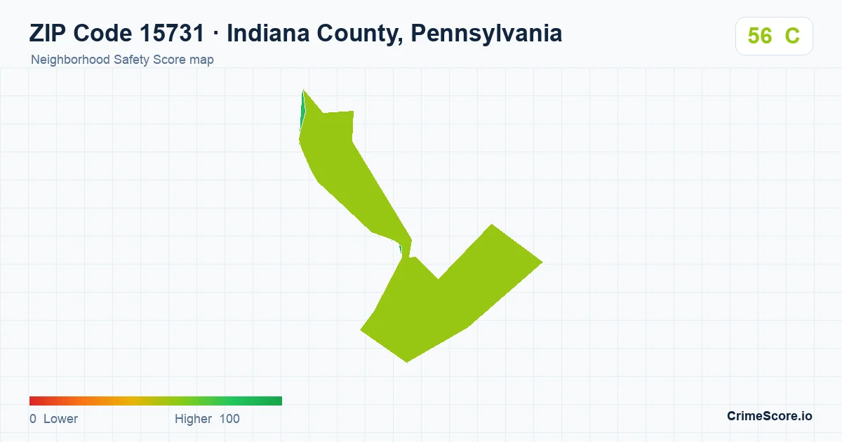 ZIP Code 15731 in Indiana County, Pennsylvania neighborhood Safety Score map
