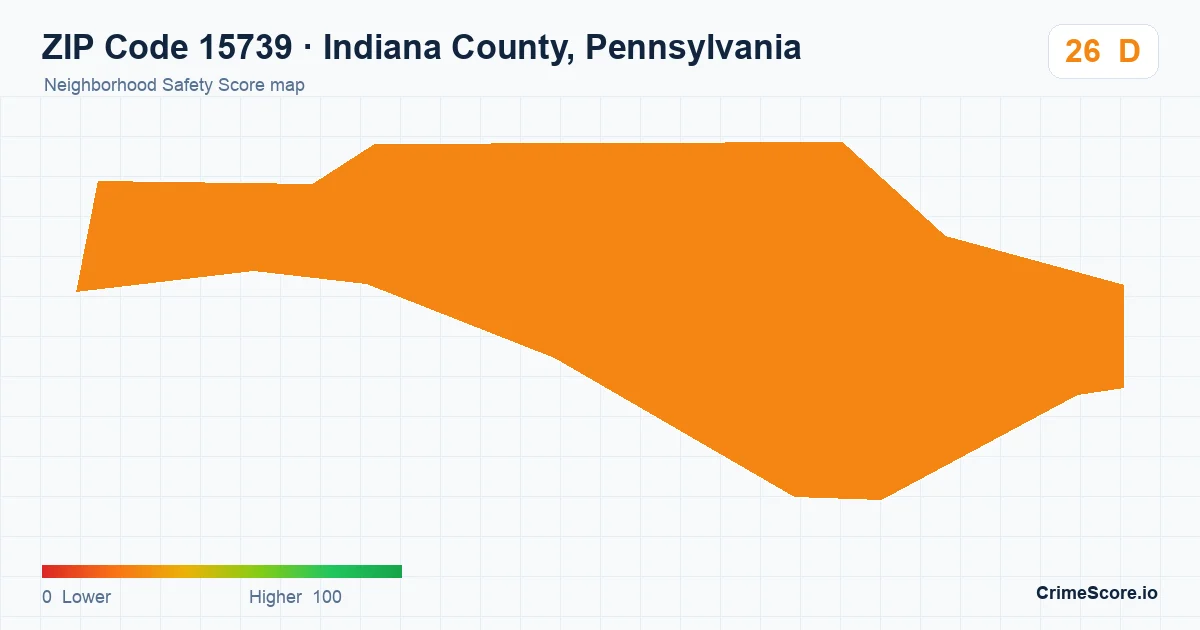 ZIP Code 15739 in Indiana County, Pennsylvania neighborhood Safety Score map