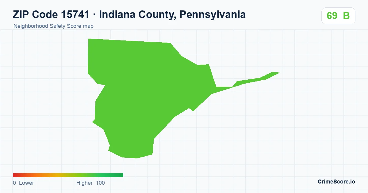 ZIP Code 15741 in Indiana County, Pennsylvania neighborhood Safety Score map