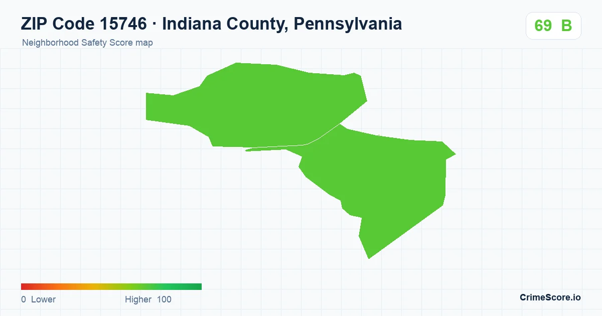ZIP Code 15746 in Indiana County, Pennsylvania neighborhood Safety Score map