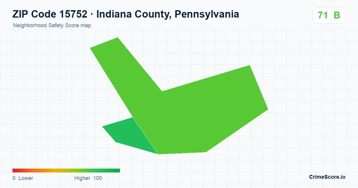 ZIP Code 15752 in Indiana County, Pennsylvania neighborhood Safety Score map