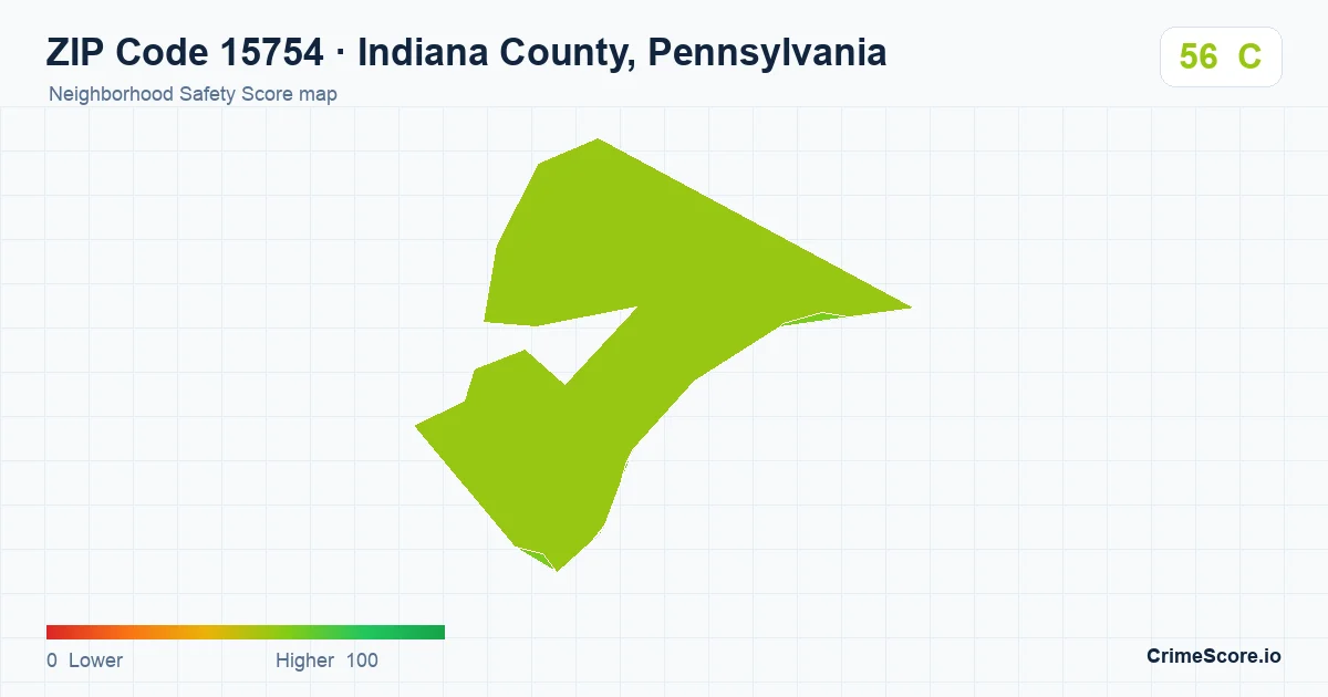 ZIP Code 15754 in Indiana County, Pennsylvania neighborhood Safety Score map