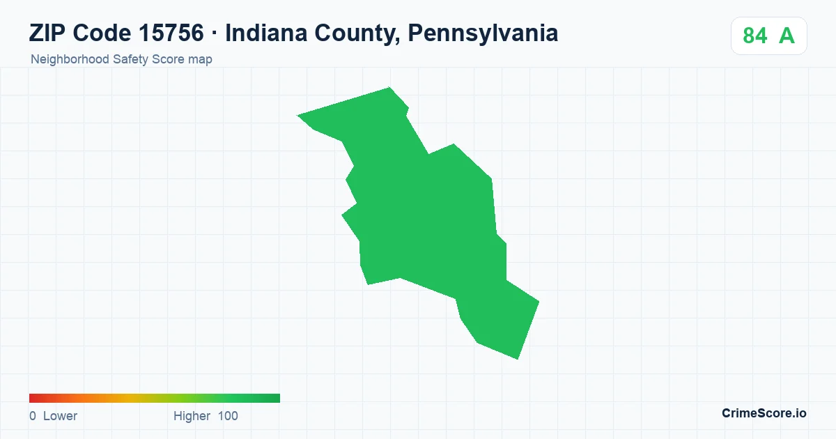 ZIP Code 15756 in Indiana County, Pennsylvania neighborhood Safety Score map