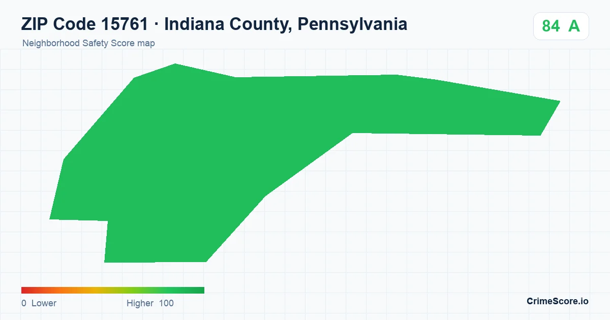 ZIP Code 15761 in Indiana County, Pennsylvania neighborhood Safety Score map