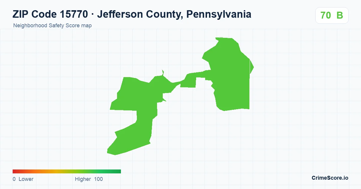 ZIP Code 15770 in Jefferson County, Pennsylvania neighborhood Safety Score map