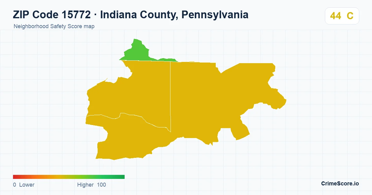 ZIP Code 15772 in Indiana County, Pennsylvania neighborhood Safety Score map
