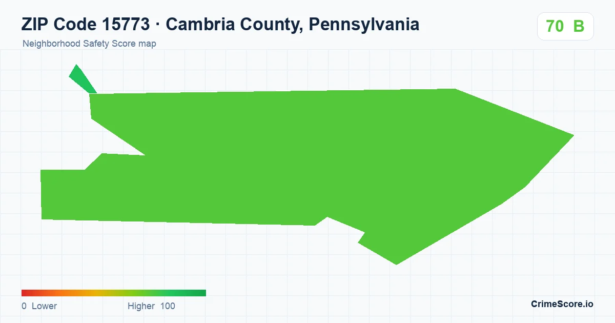 ZIP Code 15773 in Cambria County, Pennsylvania neighborhood Safety Score map