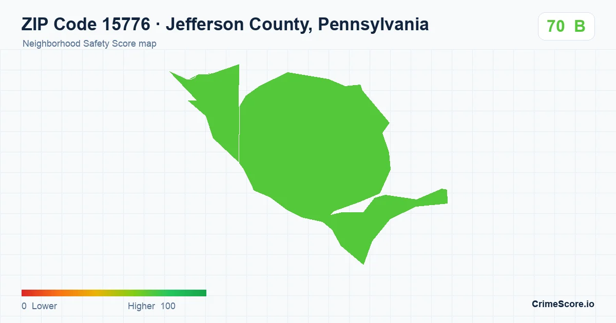 ZIP Code 15776 in Jefferson County, Pennsylvania neighborhood Safety Score map