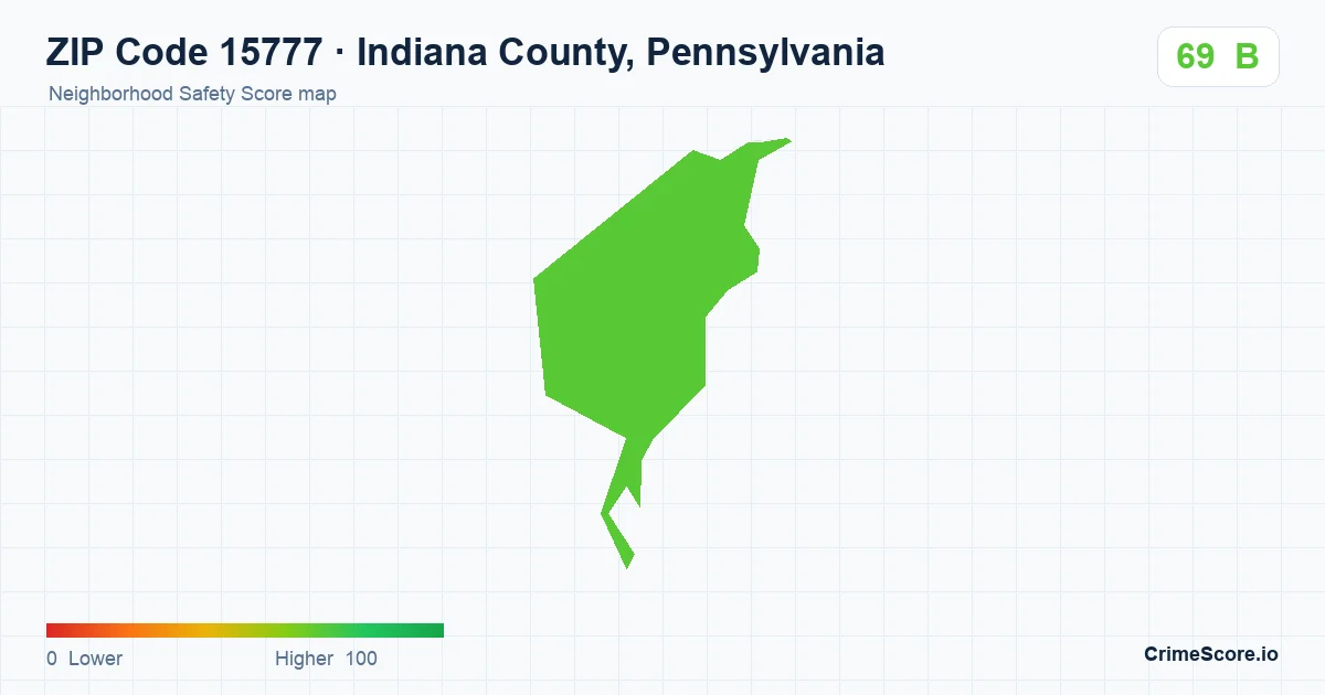 ZIP Code 15777 in Indiana County, Pennsylvania neighborhood Safety Score map