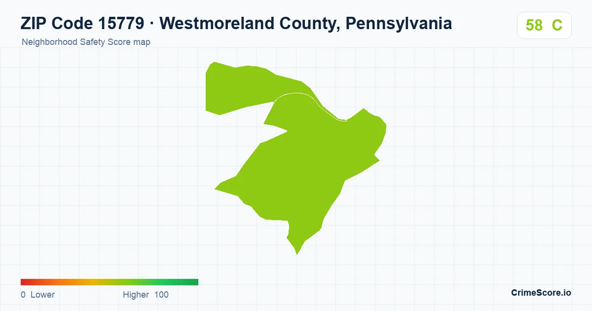 ZIP Code 15779 in Westmoreland County, Pennsylvania neighborhood Safety Score map