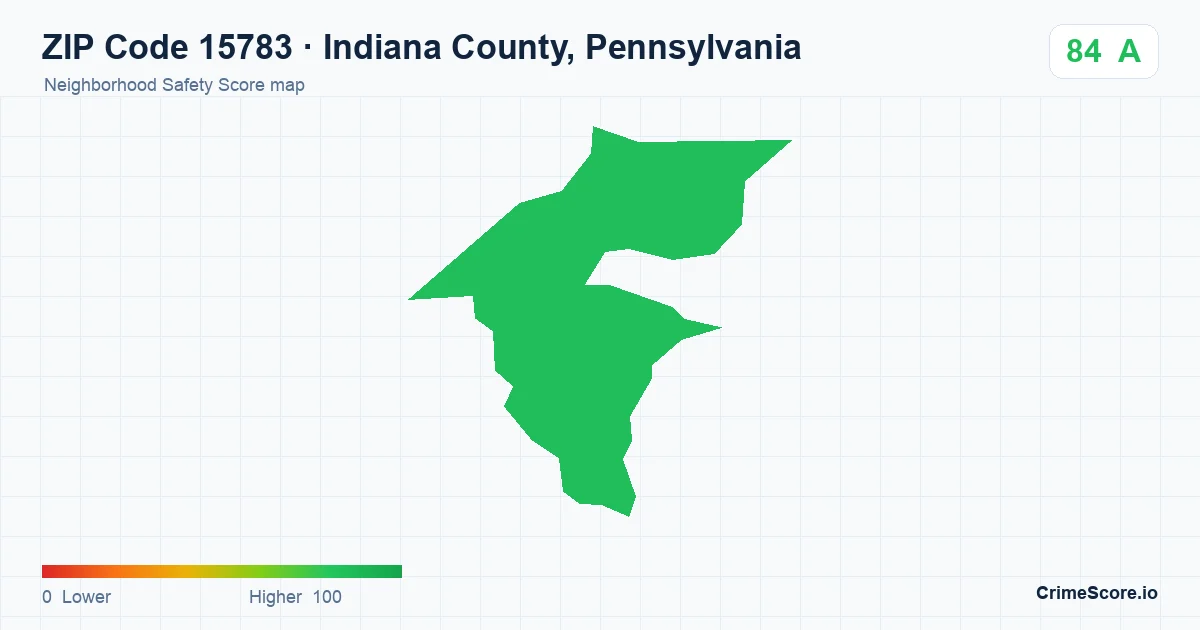 ZIP Code 15783 in Indiana County, Pennsylvania neighborhood Safety Score map