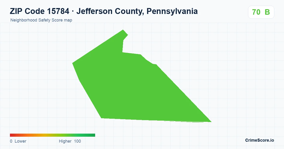 ZIP Code 15784 in Jefferson County, Pennsylvania neighborhood Safety Score map