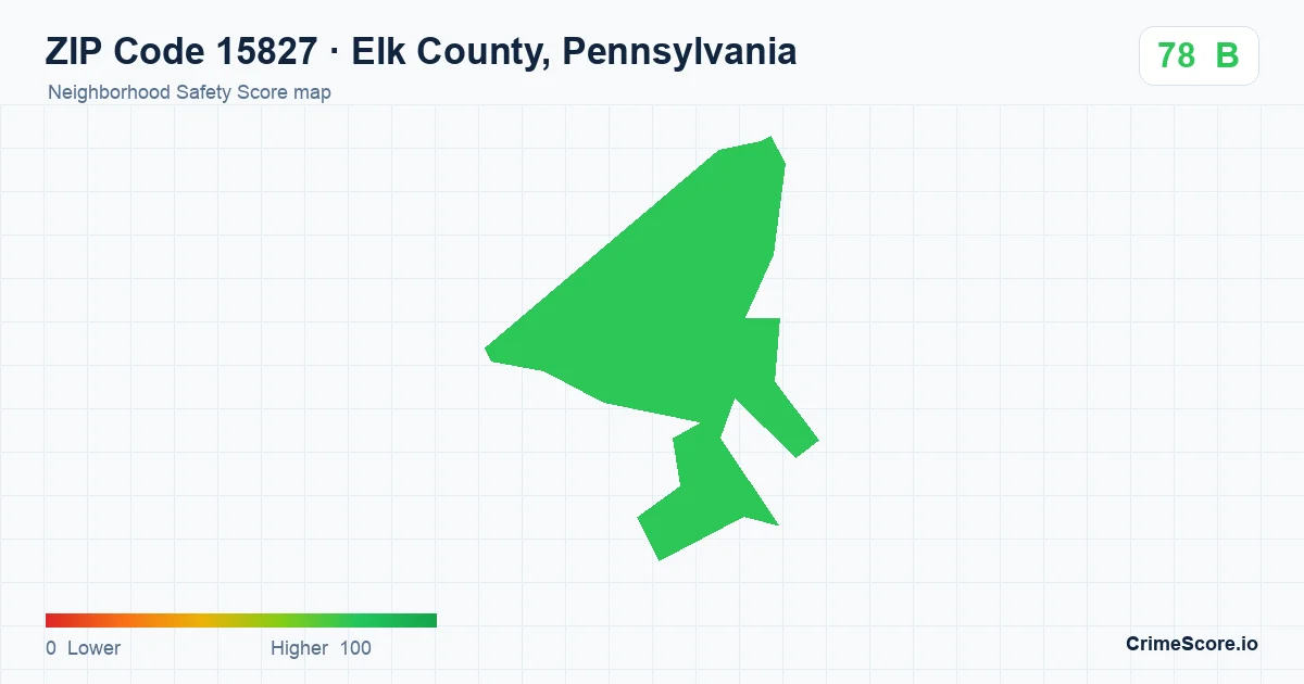 ZIP Code 15827 in Elk County, Pennsylvania neighborhood Safety Score map
