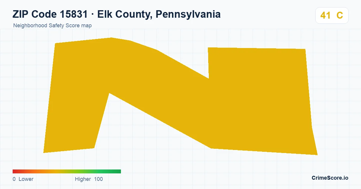 ZIP Code 15831 in Elk County, Pennsylvania neighborhood Safety Score map