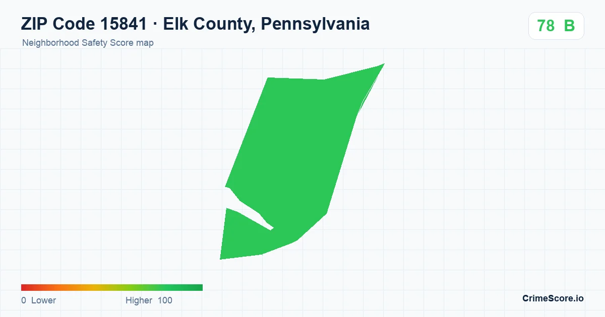 ZIP Code 15841 in Elk County, Pennsylvania neighborhood Safety Score map