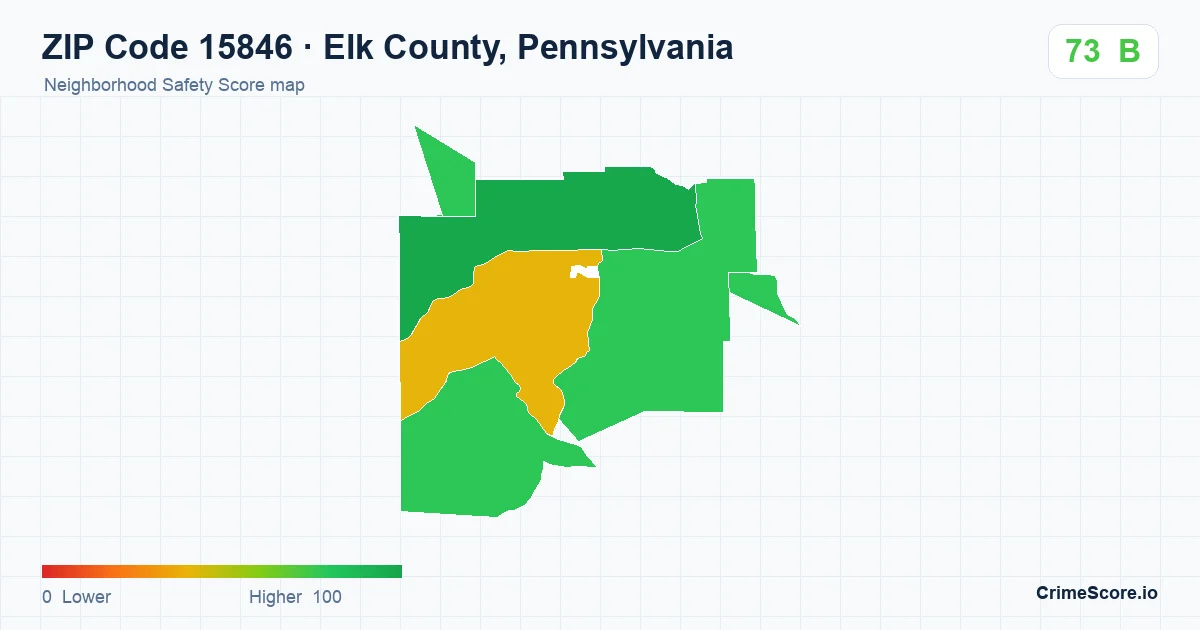 ZIP Code 15846 in Elk County, Pennsylvania neighborhood Safety Score map