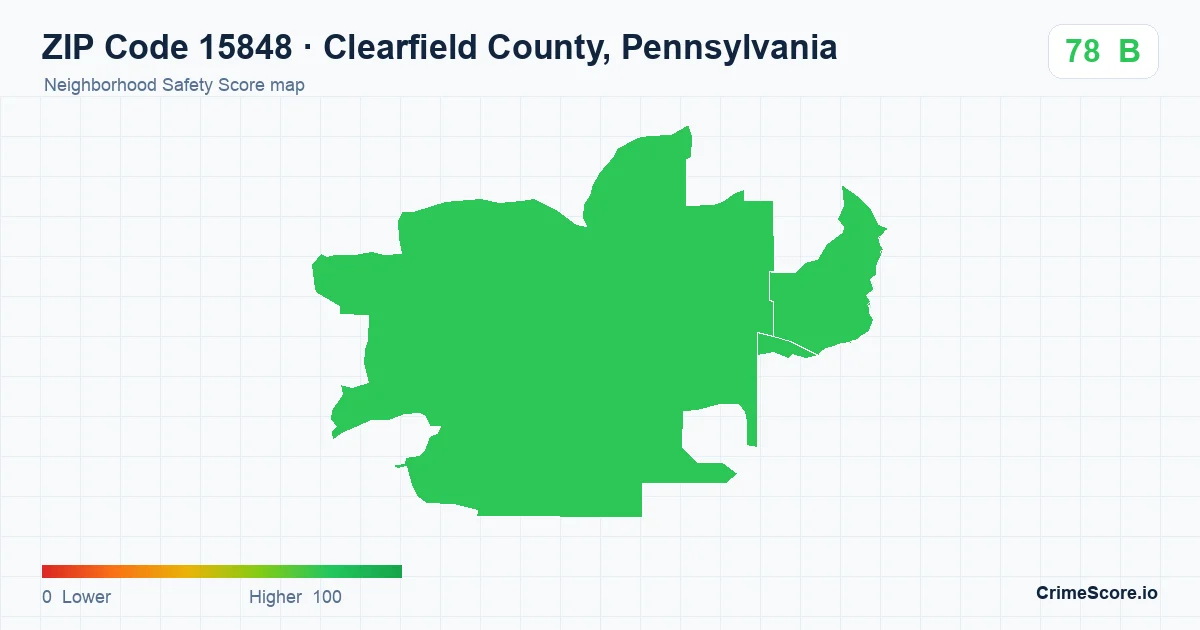 ZIP Code 15848 in Clearfield County, Pennsylvania neighborhood Safety Score map