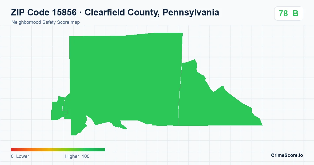 ZIP Code 15856 in Clearfield County, Pennsylvania neighborhood Safety Score map