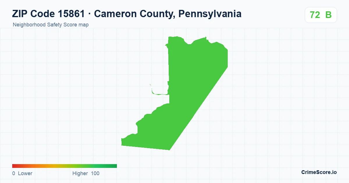 ZIP Code 15861 in Cameron County, Pennsylvania neighborhood Safety Score map
