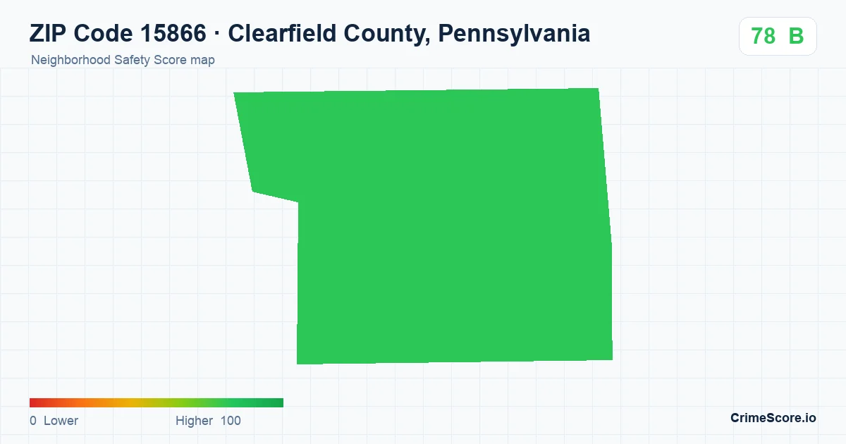 ZIP Code 15866 in Clearfield County, Pennsylvania neighborhood Safety Score map