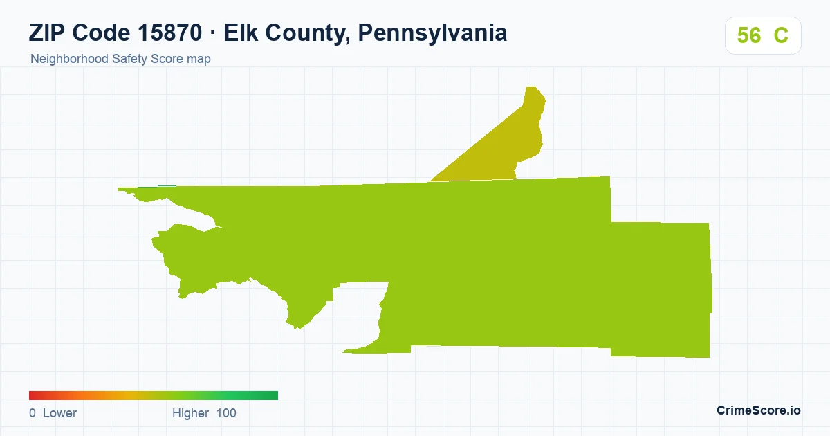 ZIP Code 15870 in Elk County, Pennsylvania neighborhood Safety Score map