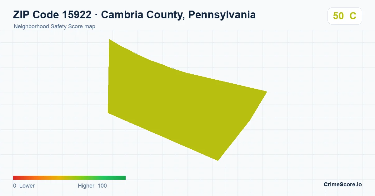 ZIP Code 15922 in Cambria County, Pennsylvania neighborhood Safety Score map