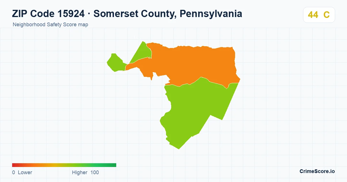 ZIP Code 15924 in Somerset County, Pennsylvania neighborhood Safety Score map
