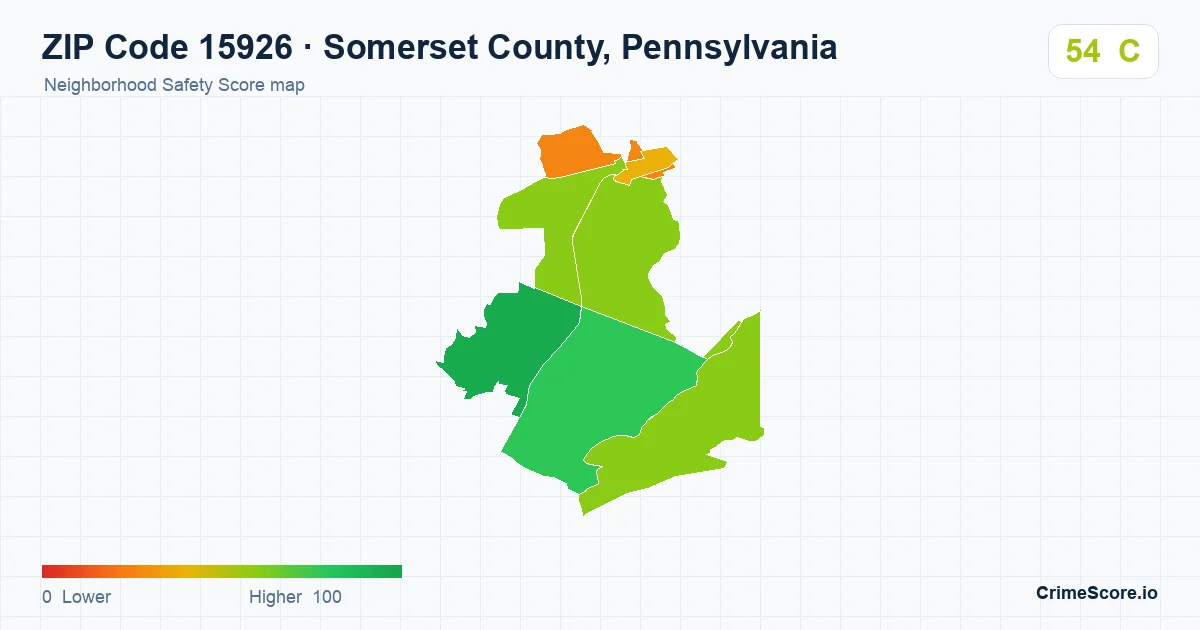 ZIP Code 15926 in Somerset County, Pennsylvania neighborhood Safety Score map