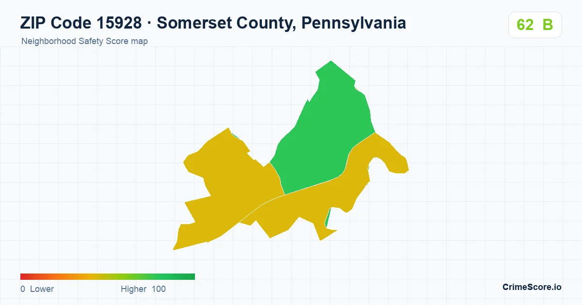 ZIP Code 15928 in Somerset County, Pennsylvania neighborhood Safety Score map