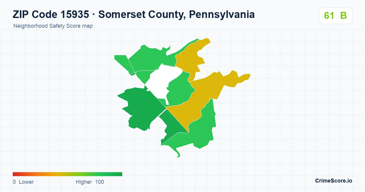 ZIP Code 15935 in Somerset County, Pennsylvania neighborhood Safety Score map