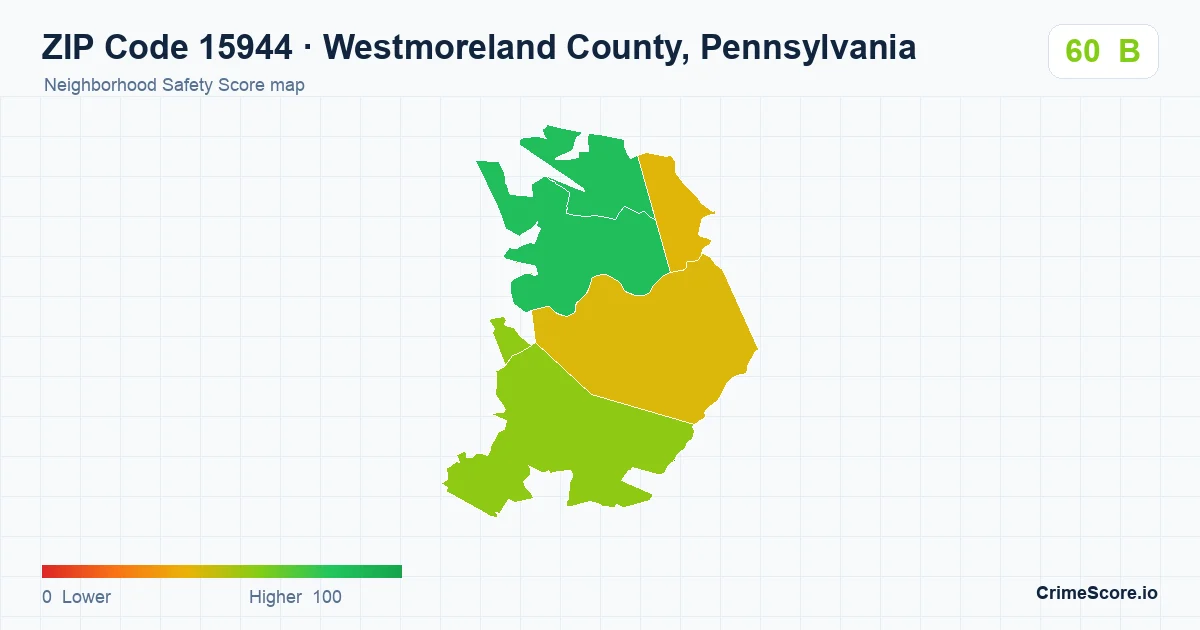 ZIP Code 15944 in Westmoreland County, Pennsylvania neighborhood Safety Score map