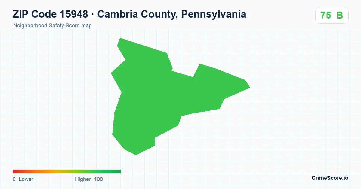 ZIP Code 15948 in Cambria County, Pennsylvania neighborhood Safety Score map