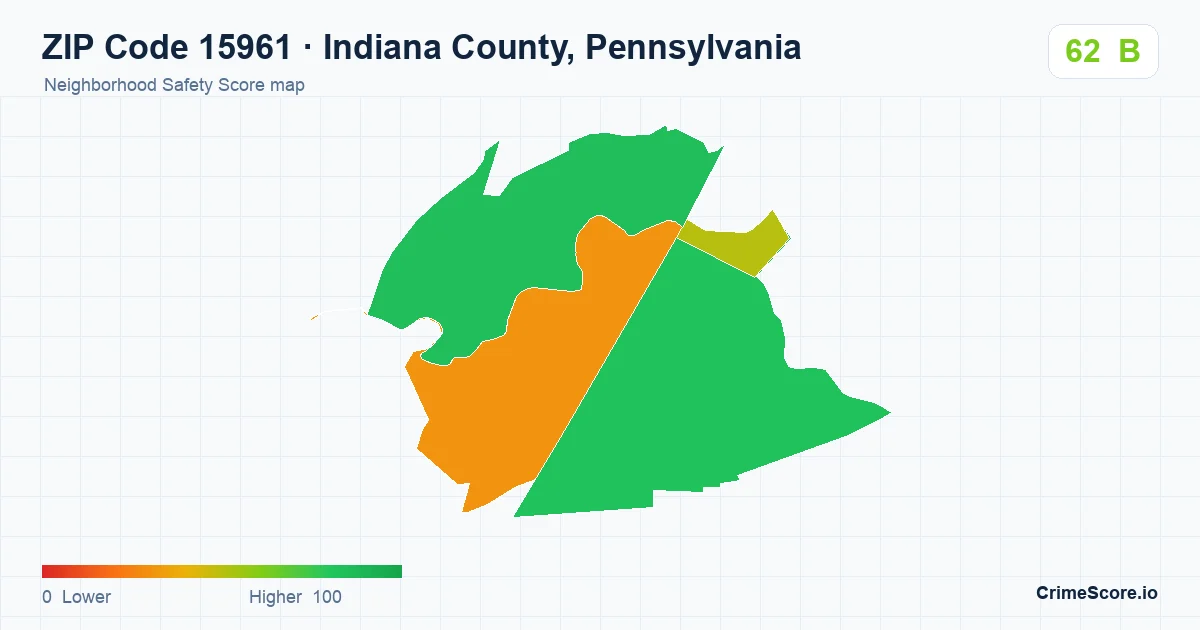 ZIP Code 15961 in Indiana County, Pennsylvania neighborhood Safety Score map