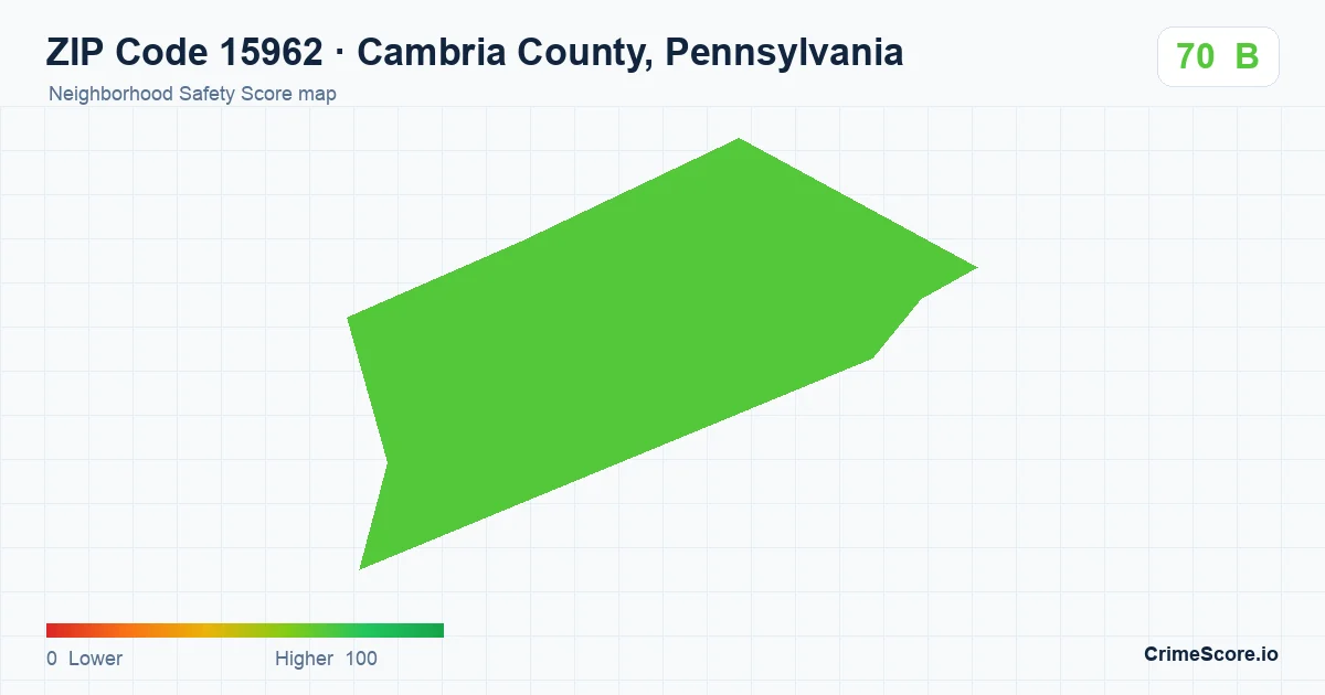 ZIP Code 15962 in Cambria County, Pennsylvania neighborhood Safety Score map