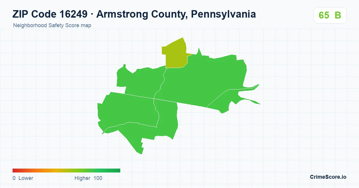 ZIP Code 16249 in Armstrong County, Pennsylvania neighborhood Safety Score map