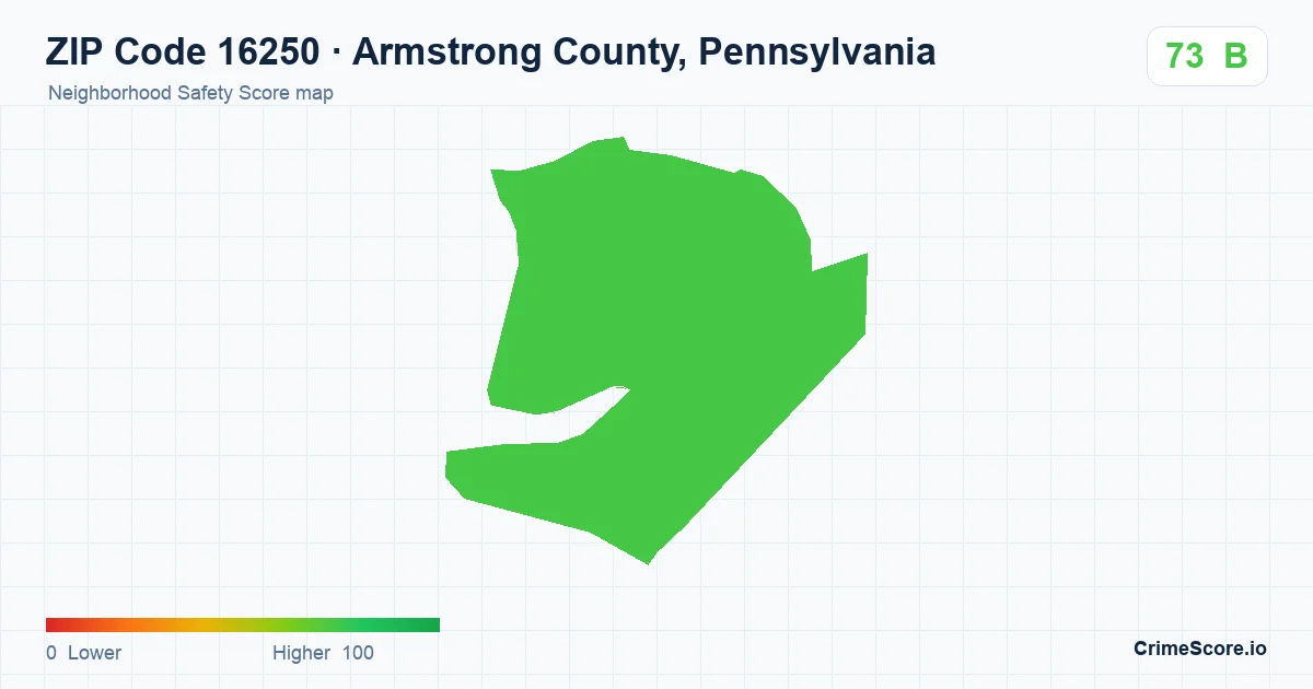 ZIP Code 16250 in Armstrong County, Pennsylvania neighborhood Safety Score map