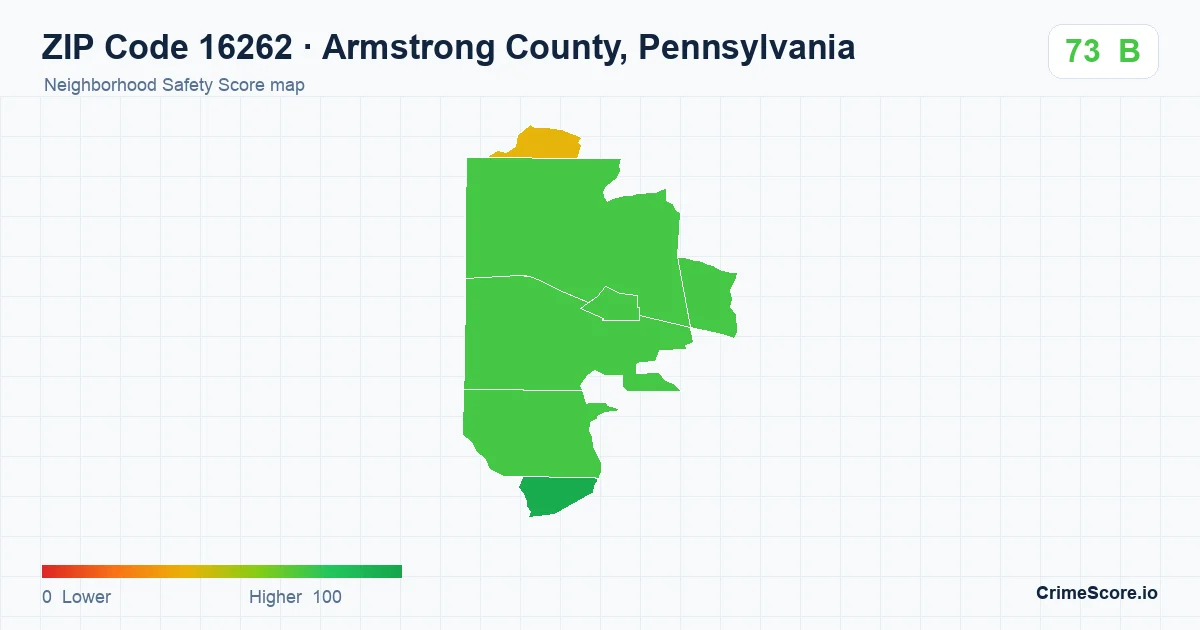 ZIP Code 16262 in Armstrong County, Pennsylvania neighborhood Safety Score map